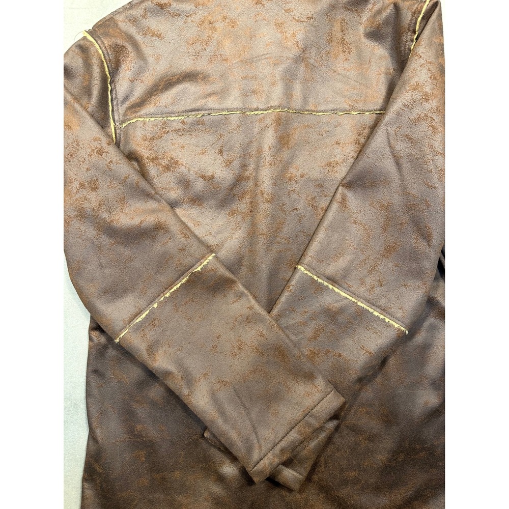 Whispering Smith Womens Faux Fur Lined Jacket Brown Distressed Look Size L - Picture 4 of 8